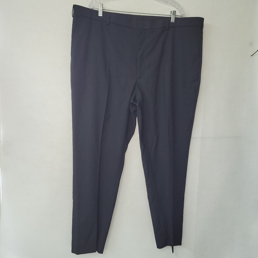 Awearness Kenneth Cole Mens Dress Pants 46x30 Black Polyester Blend‎ Flat Front